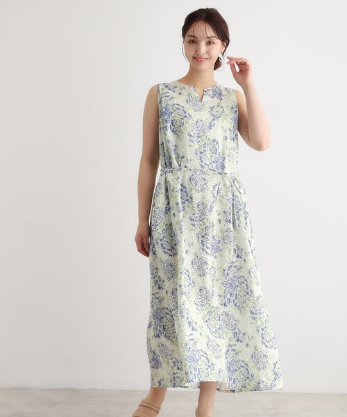 LAURA ASHLEY(ローラアシュレイ)の「【リネン100%/洗える】リリス柄ワンピース(ワンピース・レディース・ピンク系その他/ブルー系・38)」の7枚目の写真