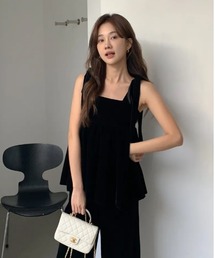 SALLY VELOUR RIBBON CAMISOLE TOPS