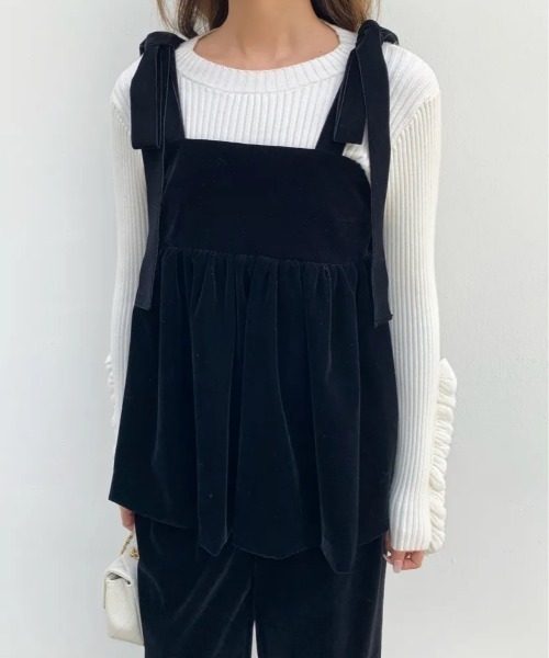 BIRTHDAY BASH(バースデイバッシュ)の「SALLY VELOUR RIBBON CAMISOLE TOPS(Tシャツ/カットソー・レディース・ブラック・MEDIUM/SMALL)」の8枚目の写真