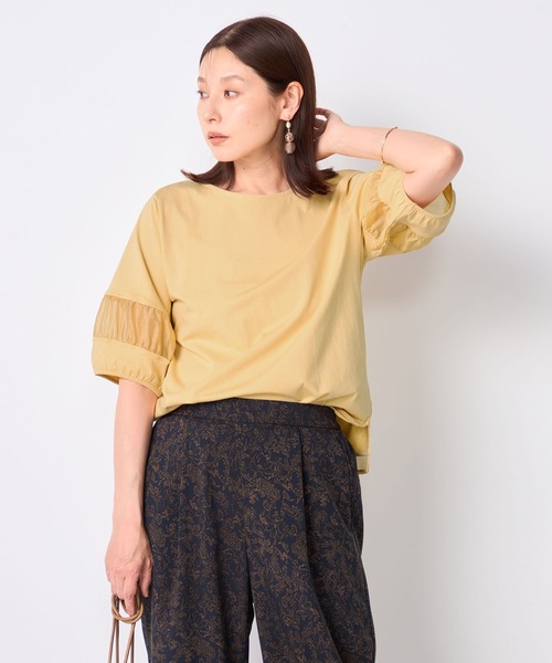GALLORIA(ギャローリア)の「【接触冷感】ランタンスリーブプルオーバー(Tシャツ/カットソー・レディース・ホワイト/ブラック/イエロー/ピンク/ライトブラウン・S/M/L/LL)」の4枚目の写真