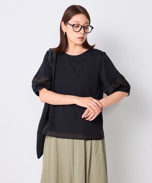 GALLORIA(ギャローリア)の「【接触冷感】ランタンスリーブプルオーバー(Tシャツ/カットソー・レディース・ホワイト/ブラック/イエロー/ピンク/ライトブラウン・S/M/L/LL)」の2枚目の写真