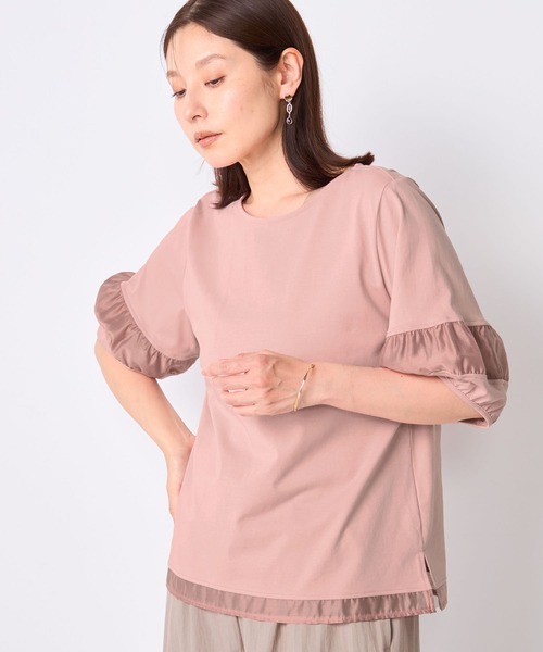 GALLORIA(ギャローリア)の「【接触冷感】ランタンスリーブプルオーバー(Tシャツ/カットソー・レディース・ホワイト/ブラック/イエロー/ピンク/ライトブラウン・S/M/L/LL)」の6枚目の写真