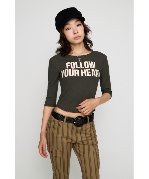 LAGUA GEM(ラグアジェム)の「IMPACT LETTERING トップス(Tシャツ/カットソー・レディース・ライトブラック/バーガンディー/オフホワイト・FREE)」の13枚目の写真