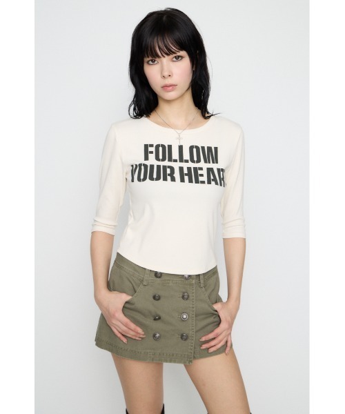 LAGUA GEM(ラグアジェム)の「IMPACT LETTERING トップス(Tシャツ/カットソー・レディース・ライトブラック/バーガンディー/オフホワイト・FREE)」の7枚目の写真