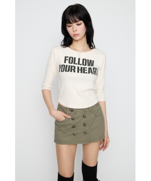 LAGUA GEM(ラグアジェム)の「IMPACT LETTERING トップス(Tシャツ/カットソー・レディース・ライトブラック/バーガンディー/オフホワイト・FREE)」の8枚目の写真