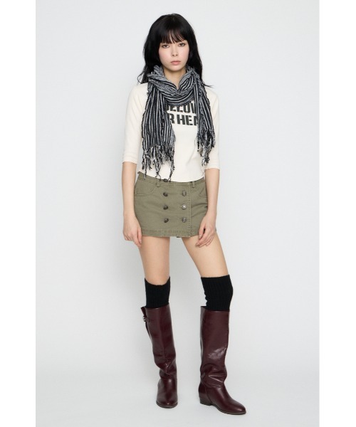 LAGUA GEM(ラグアジェム)の「IMPACT LETTERING トップス(Tシャツ/カットソー・レディース・ライトブラック/バーガンディー/オフホワイト・FREE)」の9枚目の写真