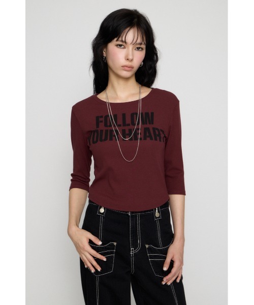 LAGUA GEM(ラグアジェム)の「IMPACT LETTERING トップス(Tシャツ/カットソー・レディース・ライトブラック/バーガンディー/オフホワイト・FREE)」の17枚目の写真