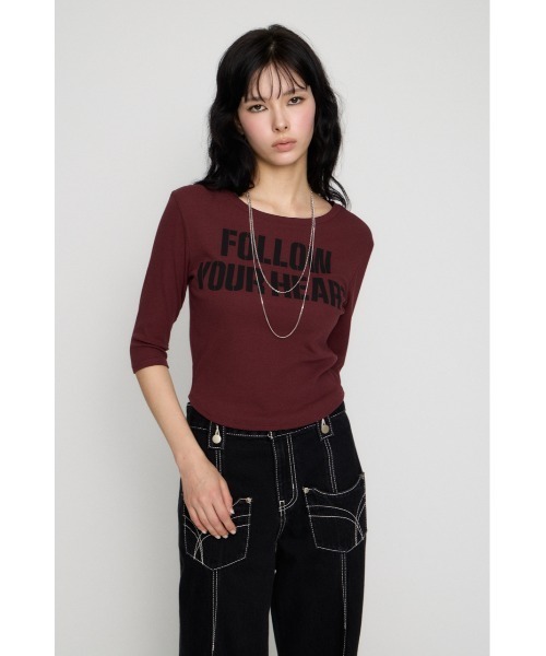LAGUA GEM(ラグアジェム)の「IMPACT LETTERING トップス(Tシャツ/カットソー・レディース・ライトブラック/バーガンディー/オフホワイト・FREE)」の18枚目の写真