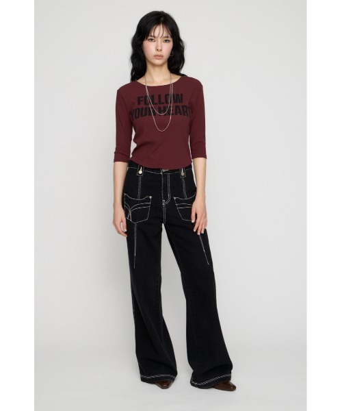 LAGUA GEM(ラグアジェム)の「IMPACT LETTERING トップス(Tシャツ/カットソー・レディース・ライトブラック/バーガンディー/オフホワイト・FREE)」の19枚目の写真