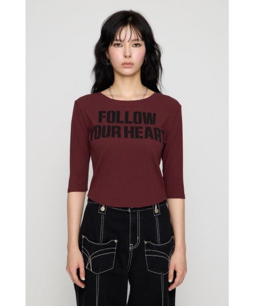 LAGUA GEM(ラグアジェム)の「IMPACT LETTERING トップス(Tシャツ/カットソー・レディース・ライトブラック/バーガンディー/オフホワイト・FREE)」の20枚目の写真