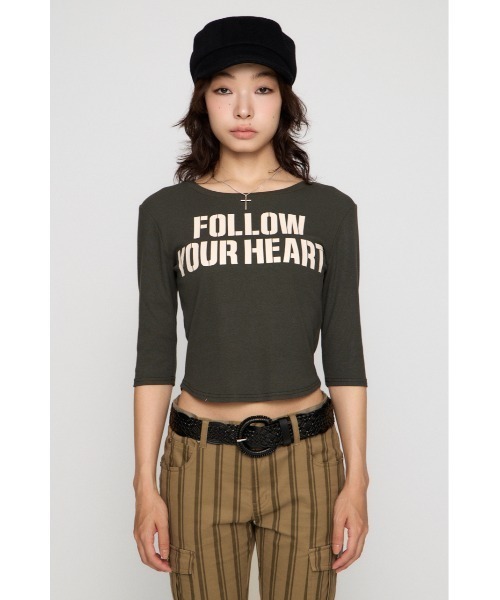 LAGUA GEM(ラグアジェム)の「IMPACT LETTERING トップス(Tシャツ/カットソー・レディース・ライトブラック/バーガンディー/オフホワイト・FREE)」の11枚目の写真
