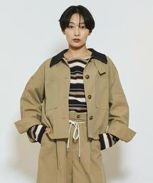 feerique ポリエステルツイルワイドクロップドジャケット［セットアップ可能］