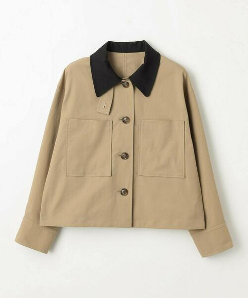 feerique（フィーリック）の「feerique ポリエステルツイルワイドクロップドジャケット［セットアップ可能］（デニムジャケット・レディース・ベージュ/チャコールグレー・1/2）」の22枚目の写真