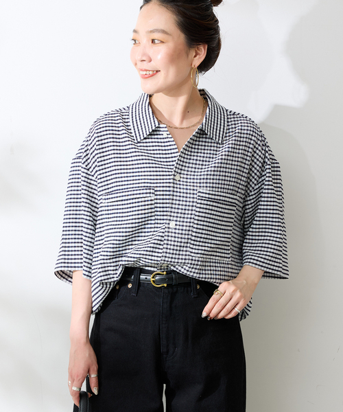 B.C STOCK（ベーセーストック）の「ヨウリュウミニチェックシャツ（シャツ/ブラウス・メンズ・ホワイト/ネイビー/ベージュ/イエロー・MEDIUM/LARGE）」の8枚目の写真