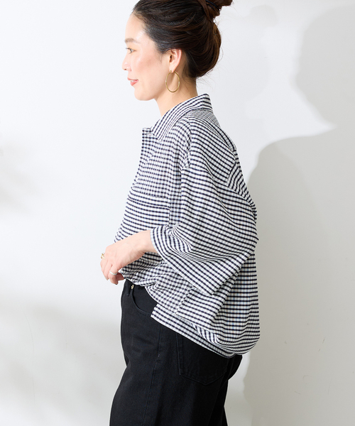 B.C STOCK（ベーセーストック）の「ヨウリュウミニチェックシャツ（シャツ/ブラウス・メンズ・ホワイト/ネイビー/ベージュ/イエロー・MEDIUM/LARGE）」の9枚目の写真