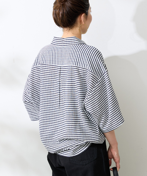 B.C STOCK（ベーセーストック）の「ヨウリュウミニチェックシャツ（シャツ/ブラウス・メンズ・ホワイト/ネイビー/ベージュ/イエロー・MEDIUM/LARGE）」の10枚目の写真