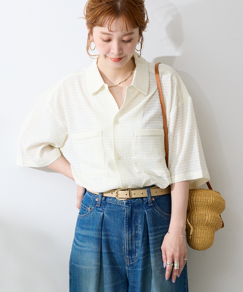 B.C STOCK（ベーセーストック）の「ヨウリュウミニチェックシャツ（シャツ/ブラウス・メンズ・ホワイト/ネイビー/ベージュ/イエロー・MEDIUM/LARGE）」の16枚目の写真