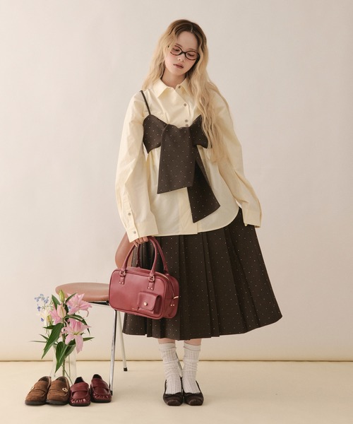 loin nuit(ロワンニュイ)の「assort nuance ribbon bustier / アソートニュアンスリボンビスチェ(キャミソール・レディース・ブラウン/グレー/ブルー/ピンク・FREE)」の22枚目の写真