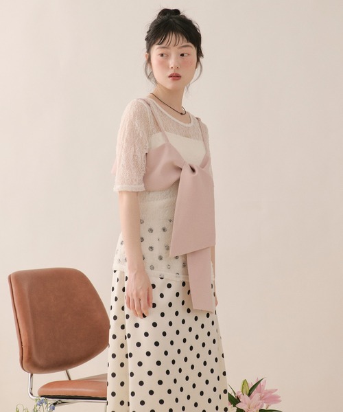 loin nuit(ロワンニュイ)の「assort nuance ribbon bustier / アソートニュアンスリボンビスチェ(キャミソール・レディース・ブラウン/グレー/ブルー/ピンク・FREE)」の5枚目の写真
