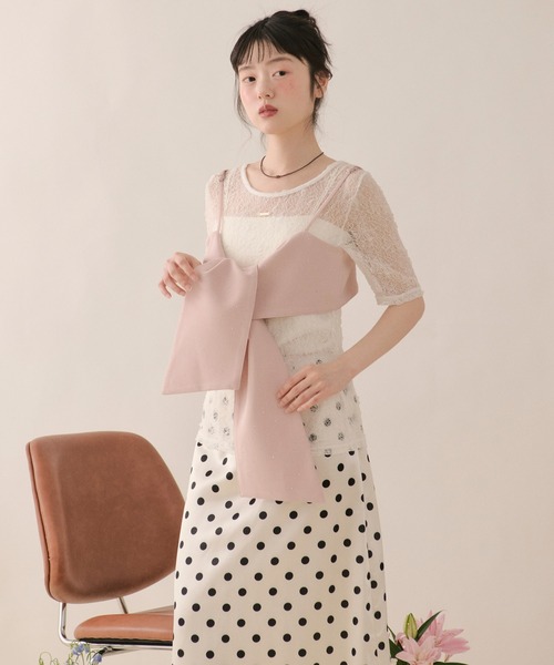 loin nuit(ロワンニュイ)の「assort nuance ribbon bustier / アソートニュアンスリボンビスチェ(キャミソール・レディース・ブラウン/グレー/ブルー/ピンク・FREE)」の6枚目の写真