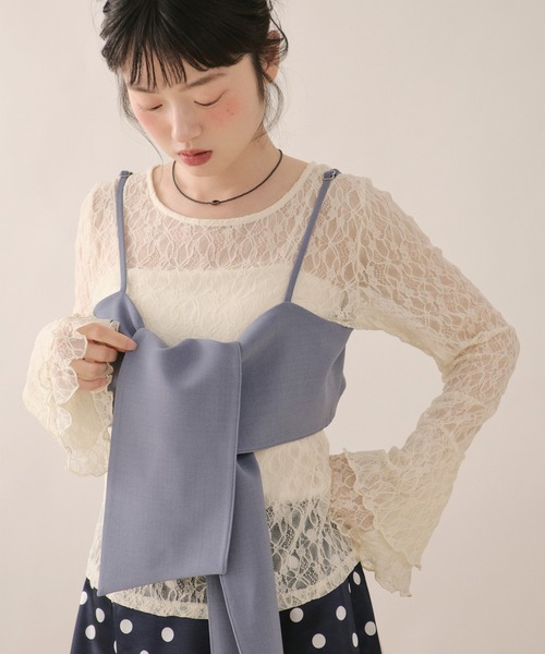 loin nuit(ロワンニュイ)の「assort nuance ribbon bustier / アソートニュアンスリボンビスチェ(キャミソール・レディース・ブラウン/グレー/ブルー/ピンク・FREE)」の9枚目の写真