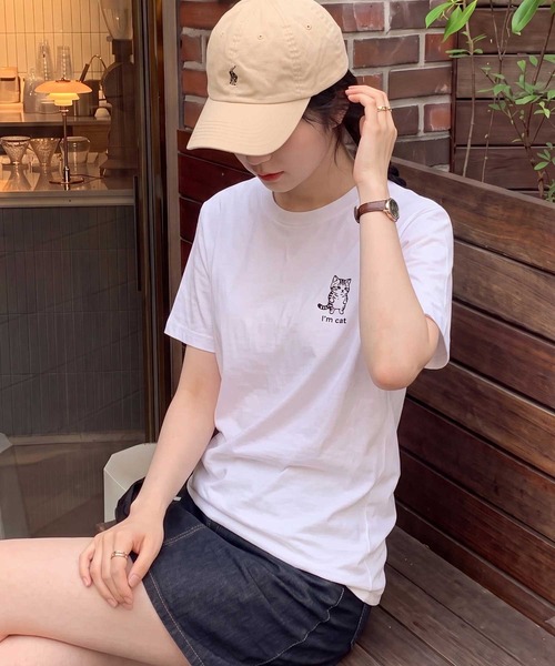 SETUP7(セットアップセブン)の「【I'm cat】選べるマルチロゴ ワンポイント キャットロゴ クルーネック半袖Tシャツ(Tシャツ/カットソー・レディース・ホワイト系その他3/ホワイト系その他2/ホワイト系1・S/M)」の21枚目の写真