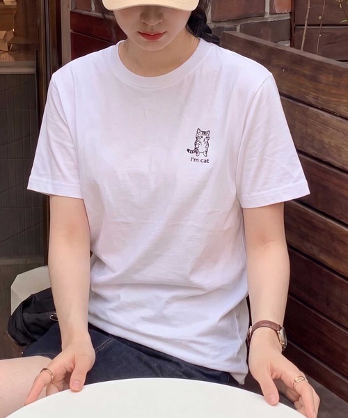SETUP7(セットアップセブン)の「【I'm cat】選べるマルチロゴ ワンポイント キャットロゴ クルーネック半袖Tシャツ(Tシャツ/カットソー・レディース・ホワイト系その他3/ホワイト系その他2/ホワイト系1・S/M)」の22枚目の写真