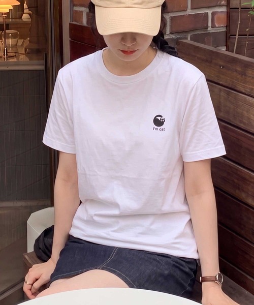 SETUP7(セットアップセブン)の「【I'm cat】選べるマルチロゴ ワンポイント キャットロゴ クルーネック半袖Tシャツ(Tシャツ/カットソー・レディース・ホワイト系その他3/ホワイト系その他2/ホワイト系1・S/M)」の12枚目の写真