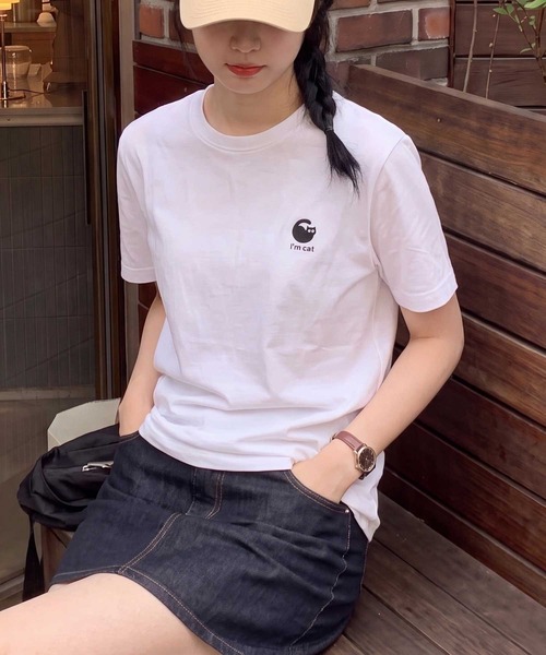 SETUP7(セットアップセブン)の「【I'm cat】選べるマルチロゴ ワンポイント キャットロゴ クルーネック半袖Tシャツ(Tシャツ/カットソー・レディース・ホワイト系その他3/ホワイト系その他2/ホワイト系1・S/M)」の13枚目の写真