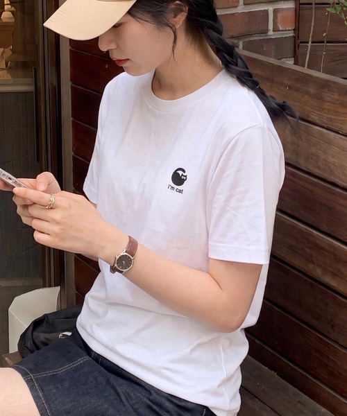 SETUP7(セットアップセブン)の「【I'm cat】選べるマルチロゴ ワンポイント キャットロゴ クルーネック半袖Tシャツ(Tシャツ/カットソー・レディース・ホワイト系その他3/ホワイト系その他2/ホワイト系1・S/M)」の14枚目の写真