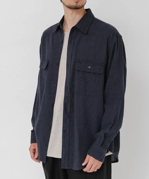 URBAN RESEARCH(アーバンリサーチ)の「SANDWASH LINEN WORK SHIRTS(シャツ/ブラウス・メンズ・ブラウン/ネイビー/ホワイト/ブラック・MEDIUM/LARGE)」の1枚目の写真