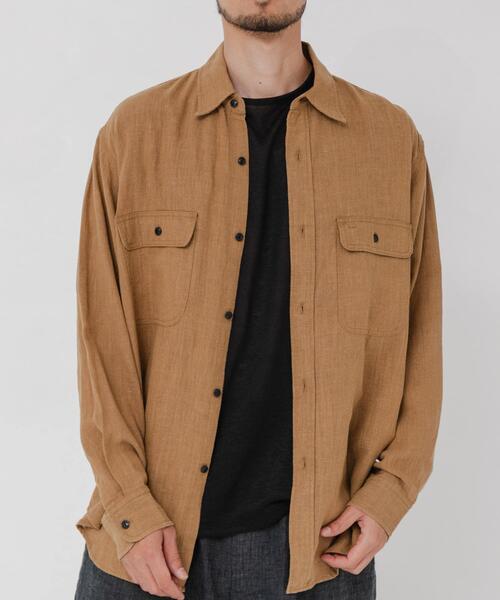 URBAN RESEARCH(アーバンリサーチ)の「SANDWASH LINEN WORK SHIRTS(シャツ/ブラウス・メンズ・ブラウン/ネイビー/ホワイト/ブラック・MEDIUM/LARGE)」の4枚目の写真