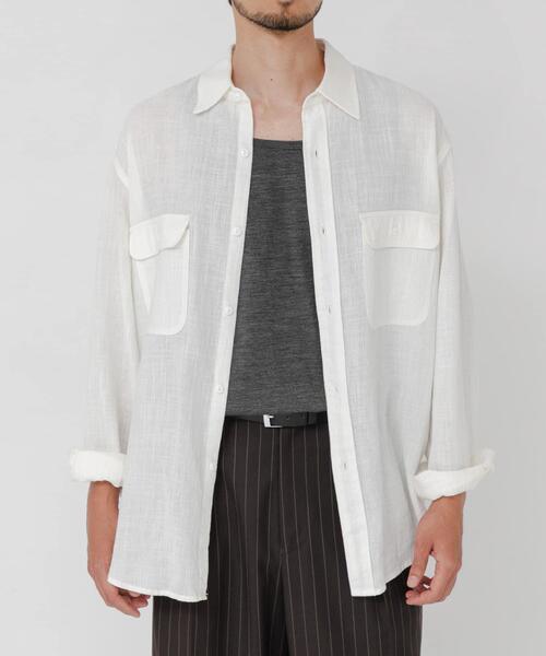 URBAN RESEARCH(アーバンリサーチ)の「SANDWASH LINEN WORK SHIRTS(シャツ/ブラウス・メンズ・ブラウン/ネイビー/ホワイト/ブラック・MEDIUM/LARGE)」の2枚目の写真