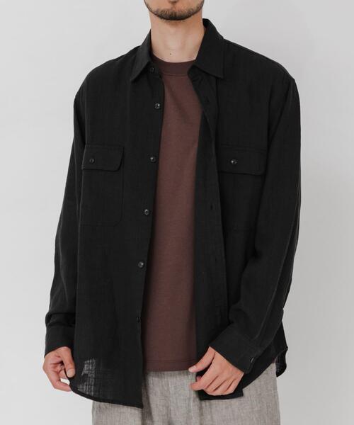 URBAN RESEARCH(アーバンリサーチ)の「SANDWASH LINEN WORK SHIRTS(シャツ/ブラウス・メンズ・ブラウン/ネイビー/ホワイト/ブラック・MEDIUM/LARGE)」の3枚目の写真