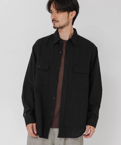 URBAN RESEARCH(アーバンリサーチ)の「SANDWASH LINEN WORK SHIRTS(シャツ/ブラウス・メンズ・ブラウン/ネイビー/ホワイト/ブラック・MEDIUM/LARGE)」の8枚目の写真