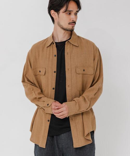 URBAN RESEARCH(アーバンリサーチ)の「SANDWASH LINEN WORK SHIRTS(シャツ/ブラウス・メンズ・ブラウン/ネイビー/ホワイト/ブラック・MEDIUM/LARGE)」の16枚目の写真