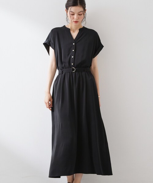 THE SHOP TK (ザ ショップ ティーケー )の「【ひんやり/遮熱】やみつきになる とろみスキッパーワンピース(ワンピース・レディース・ネイビー/スミクロ・12/13/14)」の3枚目の写真