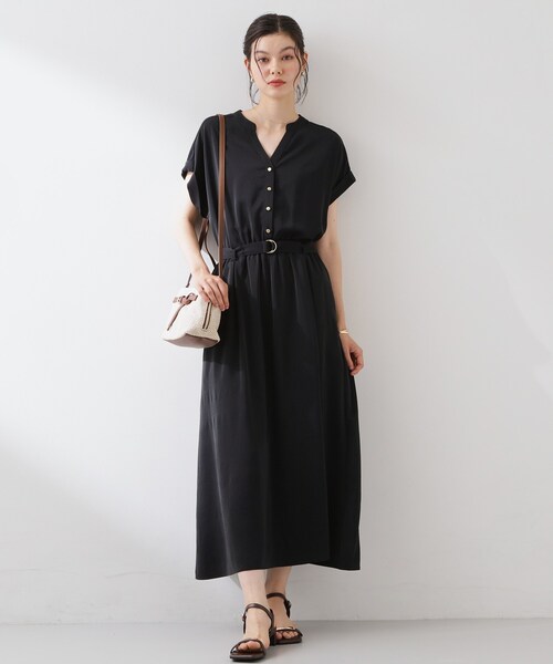 THE SHOP TK (ザ ショップ ティーケー )の「【M-XL/ひんやり/遮熱】やみつきになる とろみスキッパーワンピース(ワンピース・レディース・ネイビー/スミクロ・12/13/14)」の14枚目の写真