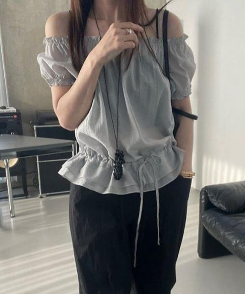 semplice（センプリチェ）の「ブラウス【韓国ファッション】（シャツ/ブラウス・レディース・グレー/ブラック・F）」の9枚目の写真