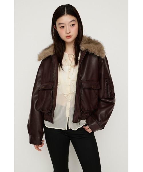 SLY（スライ）の「【26AW受注会大人気アウター！】WASHED PUFFER SHORT BZ ウォッシュドパッファーショートブルゾン 秋服 冬服（ブルゾン・レディース・ブラック/ベージュ系その他/ブラウン系その他2/ダークブラック/バーガンディー・FREE）」の10枚目の写真