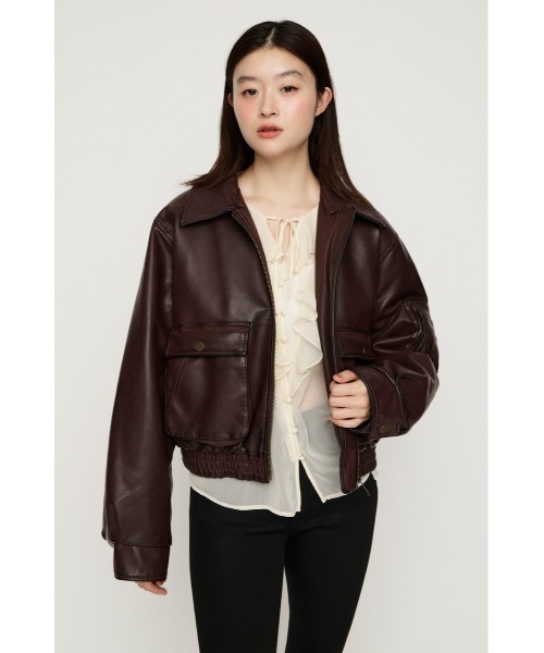 SLY（スライ）の「【26AW受注会大人気アウター！】WASHED PUFFER SHORT BZ ウォッシュドパッファーショートブルゾン 秋服 冬服（ブルゾン・レディース・ブラック/ベージュ系その他/ブラウン系その他2/ダークブラック/バーガンディー・FREE）」の13枚目の写真