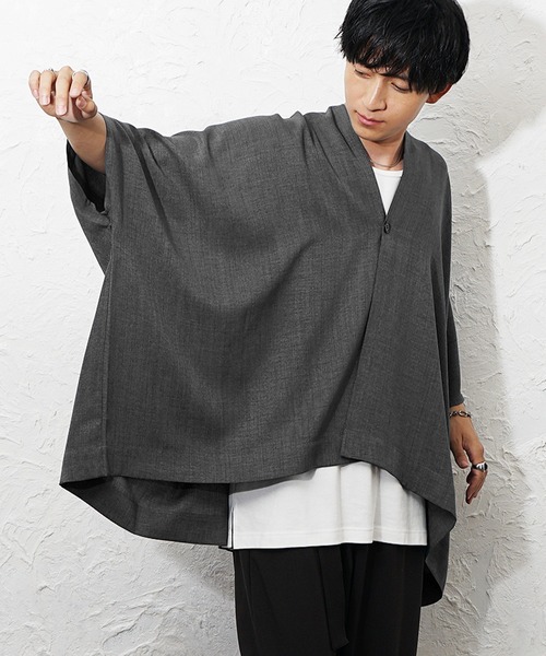 MinoriTY(マイノリティ)の「【MinoriTY】リネンタッチBIGポンチョ メンズ 夏服 ユニセックス 半袖 ワイド(その他アウター・メンズ・ブルー/ライトブラウン/チャコール・S/M/L)」の15枚目の写真