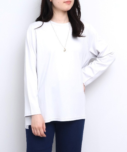 MB mint breeze（エムビーミントブリーズ）の「【L～6L 大きいサイズ】シルケットポンチサイドスリットカットソー（Tシャツ/カットソー・レディース・ブラック/ライトグレー/グリーン・6L/LL/5L/4L/3L）」の2枚目の写真