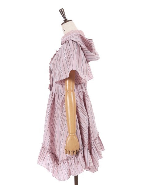 axes femme(アクシーズファム)の「ストライプ柄フードシャツワンピース(チュニック・レディース・ダークブラウン/サックスブルー/ピンク・FREE)」の20枚目の写真