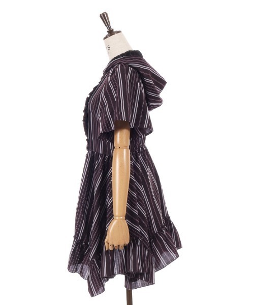 axes femme(アクシーズファム)の「ストライプ柄フードシャツワンピース(チュニック・レディース・ダークブラウン/サックスブルー/ピンク・FREE)」の16枚目の写真