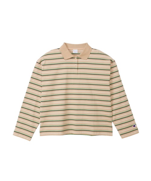 Champion(チャンピオン)の「【Champion/チャンピオン】レディース ロングスリーブボーダーポロシャツ(ポロシャツ・レディース・ベージュ/ネイビー・MEDIUM/LARGE)」の2枚目の写真