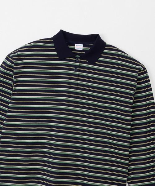 Champion(チャンピオン)の「【Champion/チャンピオン】レディース ロングスリーブボーダーポロシャツ(ポロシャツ・レディース・ベージュ/ネイビー・MEDIUM/LARGE)」の4枚目の写真