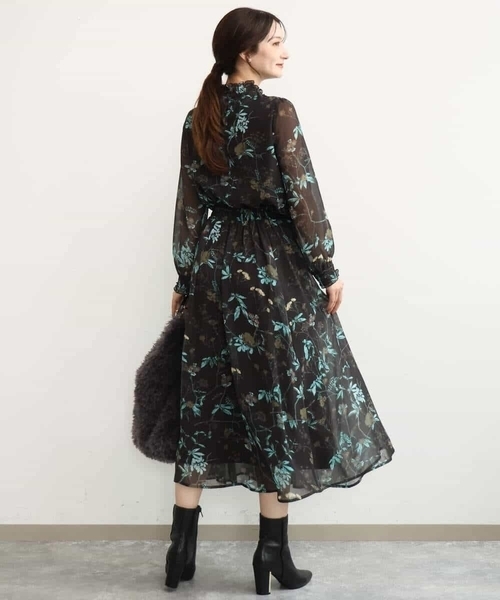 MK MICHEL KLEIN（エムケーミッシェルクラン）の「[洗える]水彩花柄シフォンスカート（スカート・レディース・ダークブラウン/キャメル・38）」の19枚目の写真