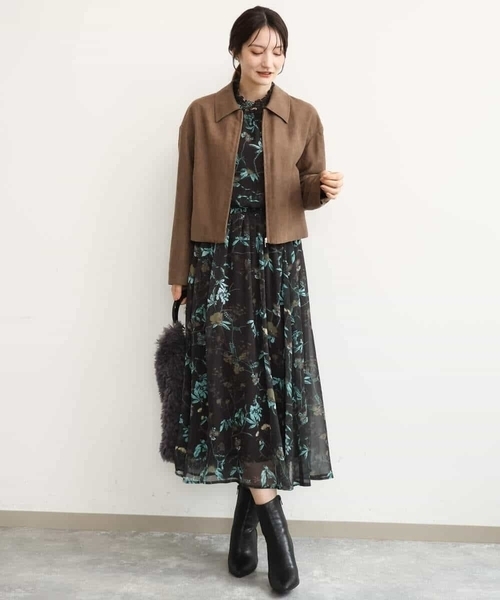MK MICHEL KLEIN（エムケーミッシェルクラン）の「[洗える]水彩花柄シフォンスカート（スカート・レディース・ダークブラウン/キャメル・38）」の18枚目の写真