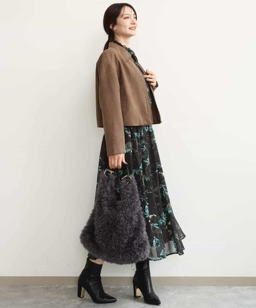 MK MICHEL KLEIN（エムケーミッシェルクラン）の「[洗える]水彩花柄シフォンスカート（スカート・レディース・ダークブラウン/キャメル・38）」の16枚目の写真